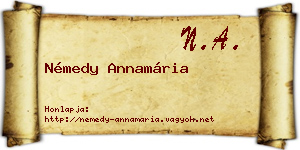 Némedy Annamária névjegykártya